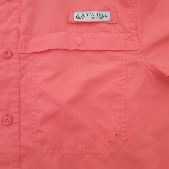 Realtree Fishing Shirt Size Small Salmon Button Up Short Sleeve Pockets Vented - Picture 2 of 10